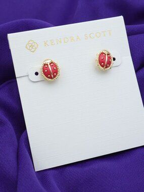 Kendra Scott Ladybug Stud Earrings Red Vermillion